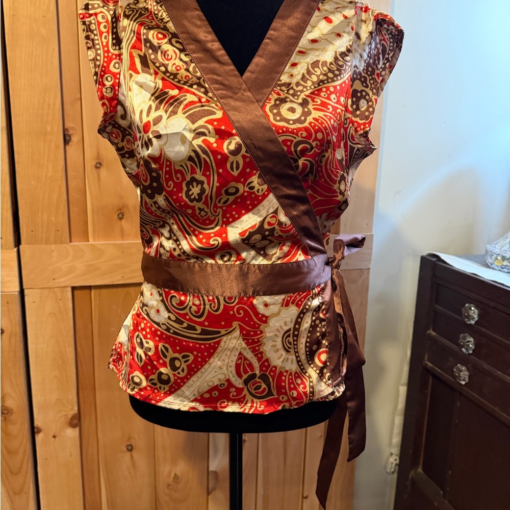 BCBG Paisley Wrap Top